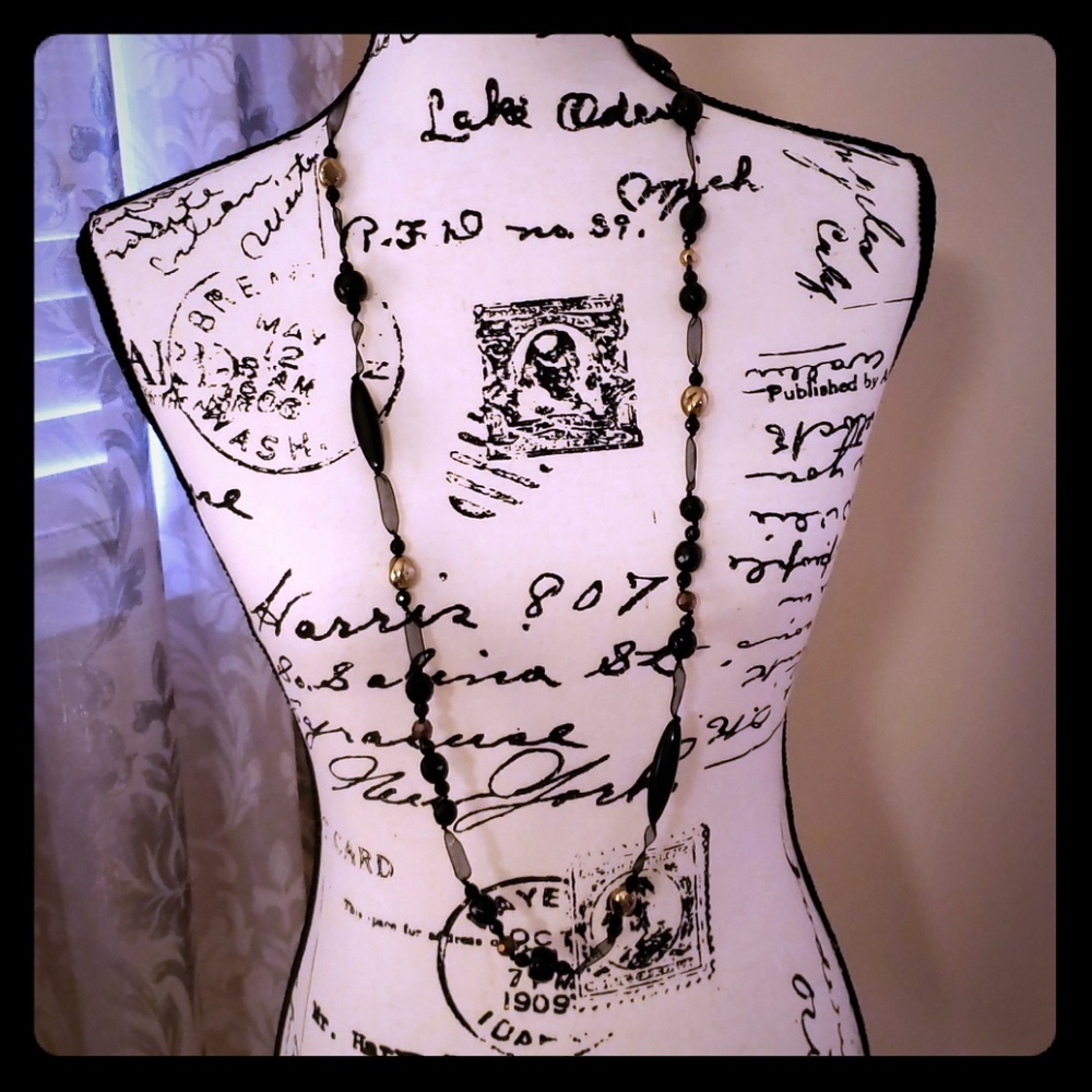 Black and gold 42" Cookie Lee necklace